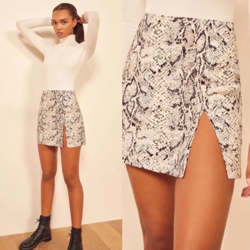 Reformation | Snake Print “Margot” Mini Skirt